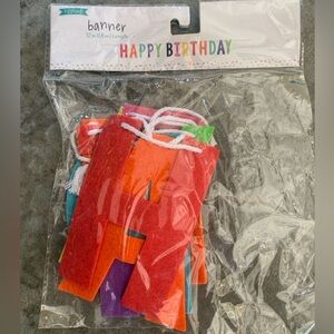 Party Banner, Happy Birthday, 72”, Felt Material, New in Package.